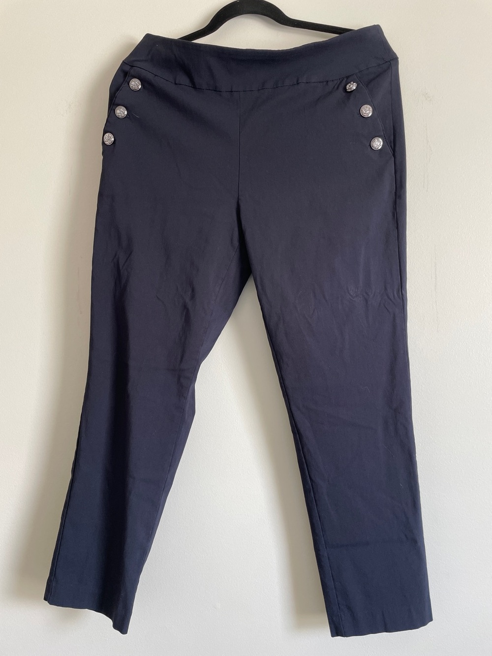 Counterparts Black Straight-Leg Pants with Silver Buttons
